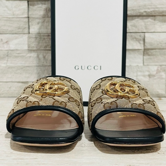 Gucci Jolie Black GG Supreme Monogram Matelasse Sandals Mules Slides SZ 36 - Picture 13 of 16